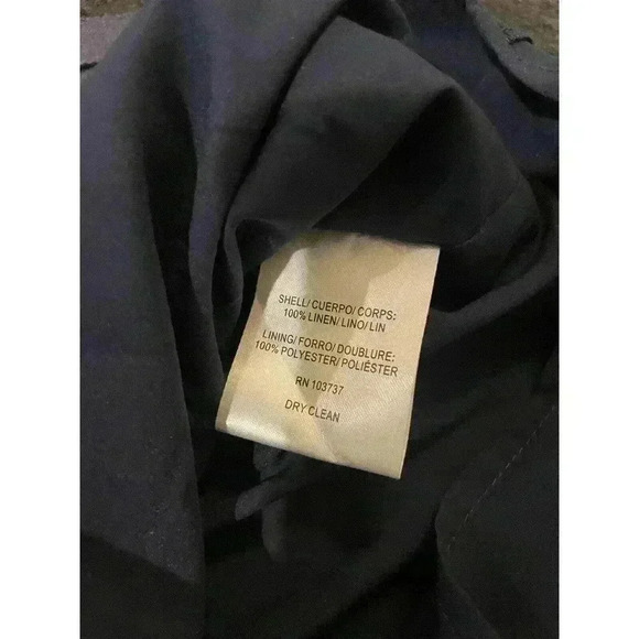 Donna Morgan Linen Mini Dress 6 Fit & Flare Navy Denim Keyhole Sheath Sleeveless - Picture 5 of 9